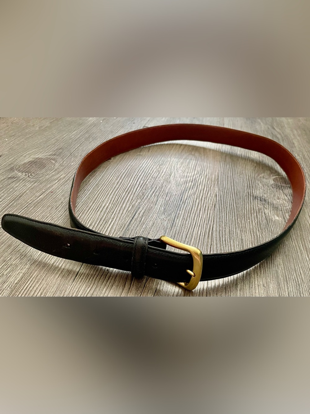 🔗 Vintage Coach Two-Tone Leather Belt with Solid Brass Buckle 🔗